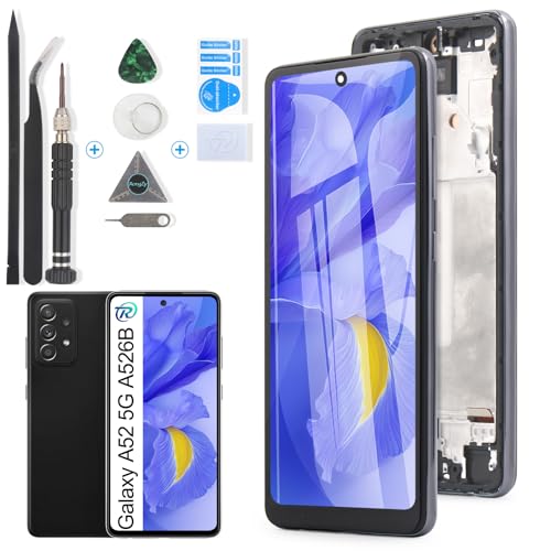 RongZy Kompatibel mit Samsung Galaxy A52 5G A526B A526W A526U Ersatz Bildschirm LCD Display und Touchscreen-Digitizer mit Werkzeugen (Schwarz mit Rahmen) von RongZy