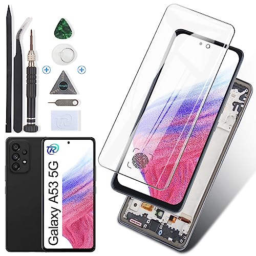 RongZy Kompatibel mit Samsung Galaxy A53 5G A536B OLED Ersatz Bildschirm LCD Display und Touchscreen-Digitizer mit Werkzeugen (Mit Rahmen) von RongZy