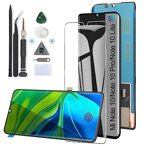 RongZy Kompatibel mit Xiaomi Mi Note 10/Note 10 Lite/Note 10 pro/CC9 Pro Ersatz Bildschirm LCD Display und Touchscreen-Digitizer mit Werkzeugen(AMOLED) von RongZy