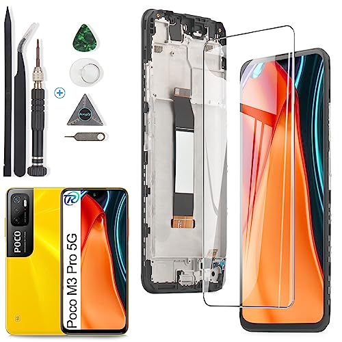 RongZy Kompatibel mit Xiaomi Poco M3 Pro 5G M2103K19PG M2103K19PI Ersatz Bildschirm LCD Display und Touchscreen-Digitizer mit Werkzeugen (Schwarz mit Rahmen) von RongZy