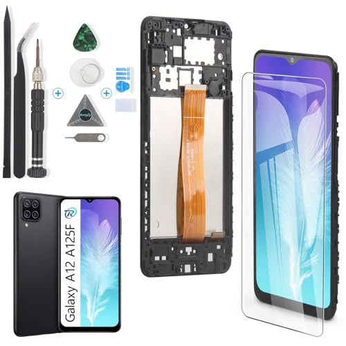RongZy LCD Display für Samsung Galaxy A12/A125F Touchscreen und LCD Bildschirmersatz mit Reparatur Werkzeuge Kit(Schwarz mit Rahmen) von RongZy