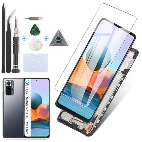 RongZy LCD Display für Xiaomi Redmi Note 10 Pro Max Touchscreen und LCD Bildschirmersatz mit Reparatur Werkzeuge Kit(Schwarz mit Rahmen) von RongZy