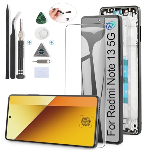RongZy OLED LCD Display für Xiaomi Redmi Note 13 Touchscreen und für Xiaomi Redmi Note 13 5G LCD Bildschirmersatz mit Reparatur Werkzeuge Kit(Schwarz mit Rahmen) von RongZy