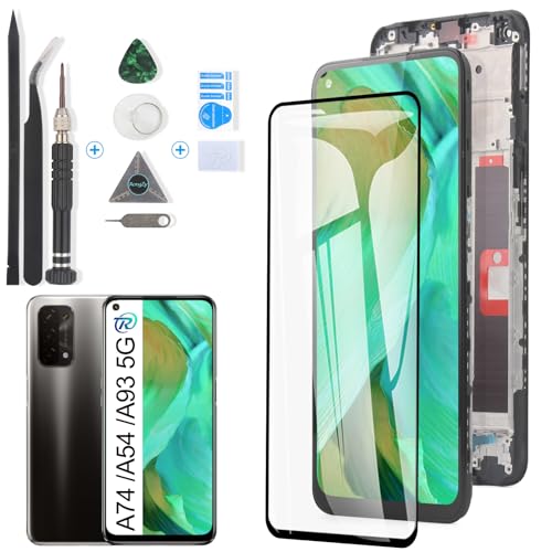 RongZy für Oppo A74 5G/A54 5G/A93 5G CPH2197 CPH2263 LCD Bildschirmersatz für Oppo A74 5G/A54 5G/A93 5G Touchscreen Digitalisierer Display mit Werkzeugen (Schwarz mit Rahmen) von RongZy