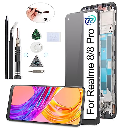 RongZy für Realme 8 Pro RMX3081 LCD Bildschirmersatz für Realme 8 4G RMX3085 Touchscreen Digitalisierer Display mit Werkzeugen(Schwarz) von RongZy