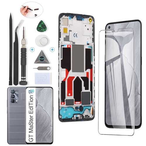 RongZy für Realme GT Master RMX3360 LCD Bildschirmersatz für Realme GT Master Edition RMX3360 RMX3363 Touchscreen Digitalisierer Display mit Werkzeugen(Schwarz mit Rhamen) von RongZy