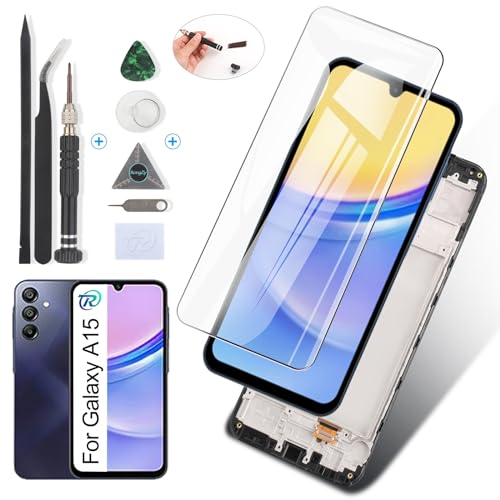 RongZy für Samsung Galaxy A15 5G A156B OLED LCD Bildschirmersatz für Samsung Galaxy A15 4G A155F Touchscreen Digitalisierer Display mit Werkzeugen(OLED,Schwarz mit Rhamen) von RongZy
