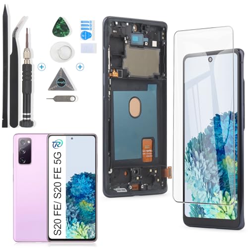 RongZy für Samsung Galaxy S20 FE/S20 FE 5G LCD Bildschirmersatz für Samsung Galaxy S20 FE Touchscreen Digitalisierer Display mit Werkzeugen (Schwarz mit Rahmen) von RongZy