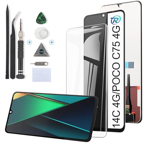 RongZy für Xiaomi Redmi 14C 4G/A4 5G/14R 5G LCD Bildschirmersatz für Xiaomi Poco C75 4G/A3 PRO Touchscreen Digitalisierer Display mit Werkzeugen (Schwarz) von RongZy