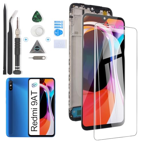 RongZy für Xiaomi REDMI 9AT M2006 M2006C3LVG LCD Bildschirmersatz für M2006C3LVG Touchscreen Digitalisierer Display mit Werkzeugen (Schwarz mit Rahmen) von RongZy