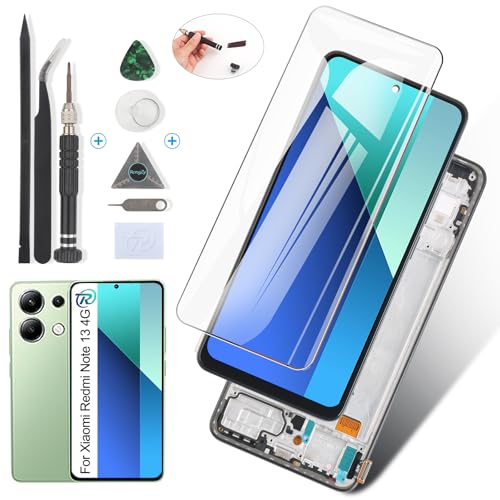 RongZy für Xiaomi Redmi Note 13 4G 23124RA7EO LCD Bildschirmersatz für Xiaomi Redmi Note 13 4G 23124RA7EO Touchscreen Digitalisierer Display mit Werkzeugen(Schwarz Mit Rhamen) von RongZy
