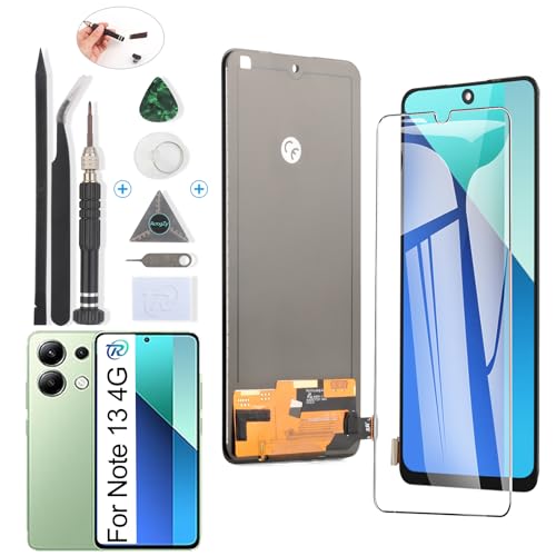 RongZy für Xiaomi Redmi Note 13 4G 23129RAA4G LCD Bildschirmersatz für Xiaomi Redmi Note 13 4G Touchscreen Digitalisierer Display mit Werkzeugen (Schwarz) von RongZy
