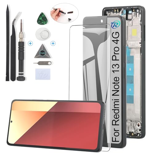 RongZy für Xiaomi Redmi Note 13 Pro 4G 23117RA68G LCD Bildschirmersatz für Xiaomi Redmi Note 13 Pro 4G Touchscreen Digitalisierer Display mit Werkzeugen (Schwarz mit Rahmen) von RongZy