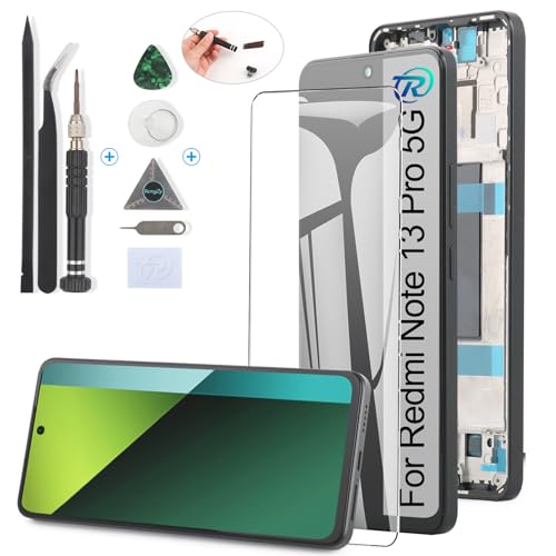 RongZy für Xiaomi Redmi Note 13 Pro 5G LCD 2312DRA50 Bildschirmersatz für Xiaomi Redmi Note 13 Pro 5G Touchscreen Digitalisierer Display mit Werkzeugen (Schwarz mit Rahmen) von RongZy
