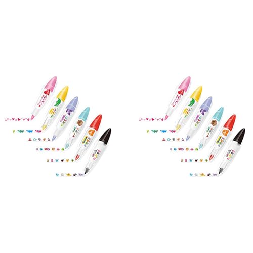 Ronlok 12 StüCk Dekorative Stifte zum Selbermachen mit SüßEn Tieren - DIY-Spitzendekorationsbandstift, Dekoratives Masking-Klebeband mit Kawaii-Tieren von Ronlok