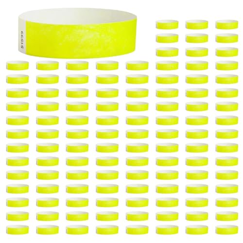 Ronlok 2000 StüCk Neon-Event-ArmbäNder Farbige ArmbäNder Wasserdichtes Papier Club-ArmbäNder (Gelb) von Ronlok