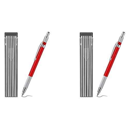 Ronlok 2X Schweißer Bleistift mit 24 Stück Silberstreifen Minen, Metallmarker Mechanische Schweißstift Rohrblitter, Herstellung, Rot von Ronlok