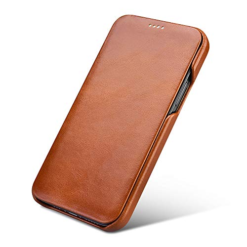 Leder-Klapphülle für iPhone 12 Pro Max 6,7 Zoll, Vintage-Serie, echtes Leder, volle Abdeckung, geschwungene Kanten, Slim Fit, Folio, Flip Schutzhülle für iPhone 12 Pro Max 6,7 Zoll, Braun Leder-Klapphülle für iPhone 12 Pro Max 6,7 Zoll, Vintage-Serie, echtes Leder, volle Abdeckung, geschwungene Kanten, Slim Fit, Folio, Flip Schutzhülle für iPhone 12 Pro Max 6,7 Zoll, Braun von Ronuo