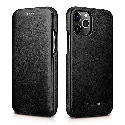 Ronuo Leder-Klapphülle für iPhone 12 Pro Max 6,7 Zoll, Vintage-Serie, echtes Leder, volle Abdeckung, gebogener Rand, schmale Passform, Folio-Klapphülle für iPhone 12 Pro Max 6,7 Zoll – Schwarz Ronuo Leder-Klapphülle für iPhone 12 Pro Max 6,7 Zoll, Vintage-Serie, echtes Leder, volle Abdeckung, gebogener Rand, schmale Passform, Folio-Klapphülle für iPhone 12 Pro Max 6,7 Zoll – Schwarz von Ronuo