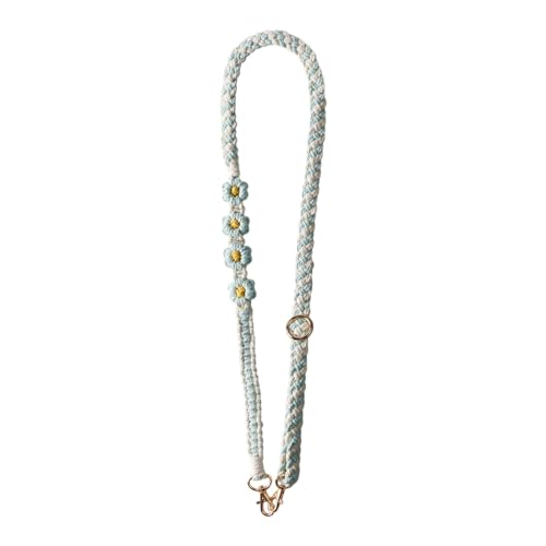 Ronyme Böhmischer Makramee-Umhängegurt, Handy-Lanyards, Blumen-Geldbörsengurt, weiche gewebte Handykette für Handy-Hüllen, Geldbörse, Hellblau von Ronyme