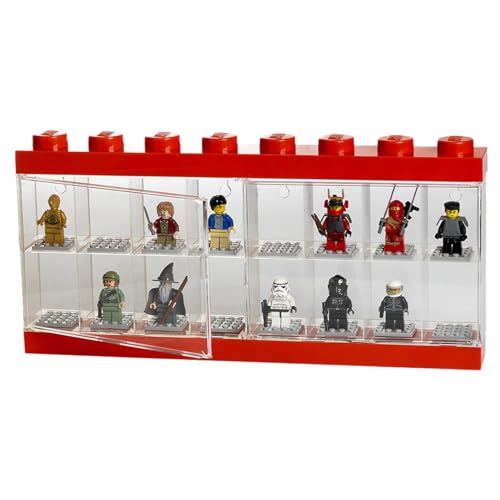 Room Copenhagen Lego Vitrine für 16 Minifiguren, stapelbarer Behälter für Wand oder Schreibtisch, rot, One Size 40660001 von Room Copenhagen