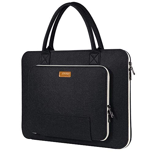 Ropch 15 15,6 Zoll Laptoptasche, Filz Notebooktasche Aktentasche Laptophülle Laptop Schutzhülle Notebook Sleeve Hülle Tasche Kompatibel mit 15-15,6 Zoll Acer/Asus/Dell/Lenovo, Schwarz und Cremeweiß von Ropch