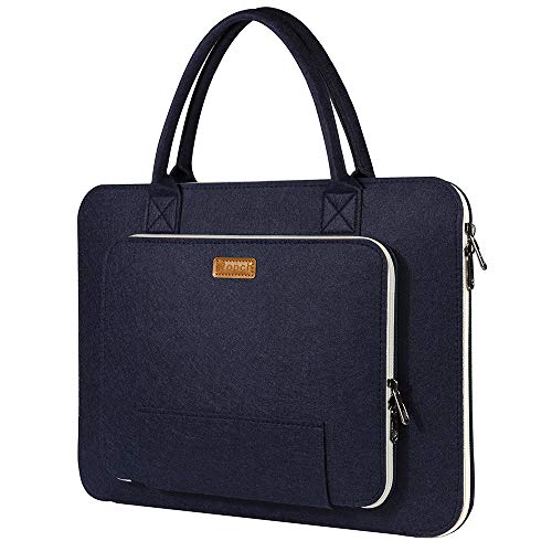 Ropch 15 15,6 Zoll Laptoptasche, Filz Notebooktasche Aktentasche Laptophülle Laptop Schutzhülle Notebook Sleeve Tasche Kompatibel mit 15-15,6 Zoll Acer/Asus/Dell/Lenovo, Marineblau und Cremeweiß von Ropch