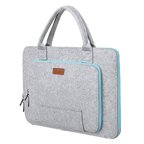 Ropch 17,3 Zoll Filz Laptoptasche, Notebooktasche Ultrabook Tasche Laptop Hülle Sleeve Schutzhülle Aktentasche mit Griff Kompatibel mit Acer/Dell/HP/Lenovo - Grau und Hellblau von Ropch