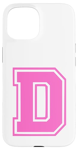 Rosa Buchstabe D Monogramm Initial für Vor oder Nachnamen D Hülle für iPhone 15 von Rosa Alphabet Buchstabe für Frauen und Mädchen
