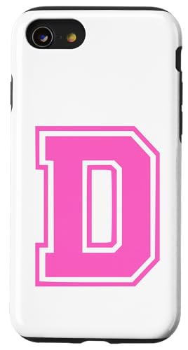 Rosa Buchstabe D Monogramm Initial für Vor oder Nachnamen D Hülle für iPhone SE (2020) / 7 / 8 von Rosa Alphabet Buchstabe für Frauen und Mädchen
