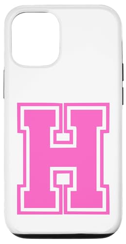 Rosa Buchstabe H Monogramm Initial für Vor- oder Nachnamen Hülle für iPhone 12/12 Pro von Rosa Alphabet Buchstabe für Frauen und Mädchen