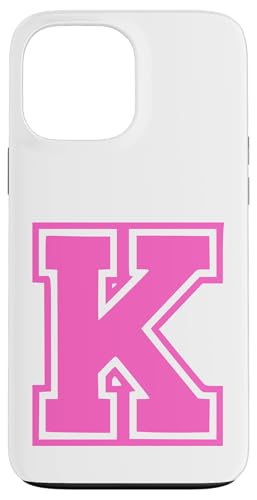Rosa Buchstabe K Monogramm Initial für Vor oder Nachnamen Hülle für iPhone 13 Pro Max von Rosa Alphabet Buchstabe für Frauen und Mädchen
