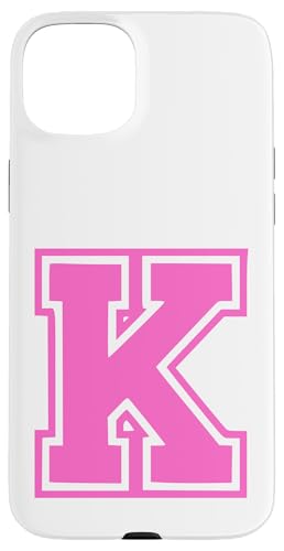 Rosa Buchstabe K Monogramm Initial für Vor oder Nachnamen Hülle für iPhone 15 Plus von Rosa Alphabet Buchstabe für Frauen und Mädchen