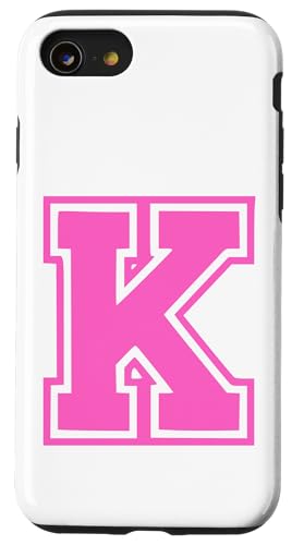 Rosa Buchstabe K Monogramm Initial für Vor oder Nachnamen Hülle für iPhone SE (2020) / 7 / 8 von Rosa Alphabet Buchstabe für Frauen und Mädchen