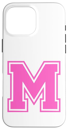 Rosa Buchstabe M Monogramm Initial für Vor oder Nachnamen Hülle für iPhone 16 Pro Max von Rosa Alphabet Buchstabe für Frauen und Mädchen