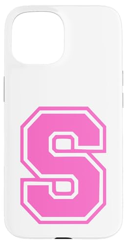 Rosa Buchstabe S Monogramm Initial für Vorname Nachname S Hülle für iPhone 15 von Rosa Alphabet Buchstabe für Frauen und Mädchen