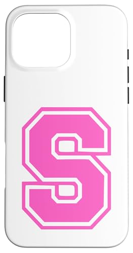 Rosa Buchstabe S Monogramm Initial für Vorname Nachname S Hülle für iPhone 16 Pro Max von Rosa Alphabet Buchstabe für Frauen und Mädchen