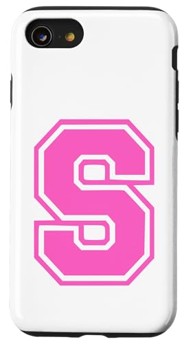 Rosa Buchstabe S Monogramm Initial für Vorname Nachname S Hülle für iPhone SE (2020) / 7 / 8 von Rosa Alphabet Buchstabe für Frauen und Mädchen