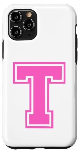 Rosa Buchstabe T Monogramm Initial für Vorname Nachname T Hülle für iPhone 11 Pro von Rosa Alphabet Buchstabe für Frauen und Mädchen