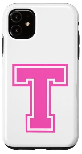 Rosa Buchstabe T Monogramm Initial für Vorname Nachname T Hülle für iPhone 11 von Rosa Alphabet Buchstabe für Frauen und Mädchen