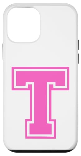 Rosa Buchstabe T Monogramm Initial für Vorname Nachname T Hülle für iPhone 12 mini von Rosa Alphabet Buchstabe für Frauen und Mädchen