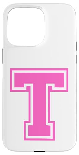 Rosa Buchstabe T Monogramm Initial für Vorname Nachname T Hülle für iPhone 15 Pro Max von Rosa Alphabet Buchstabe für Frauen und Mädchen