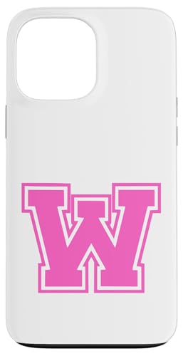 Rosa Buchstabe W Monogramm Anfangsbuchstabe für Vorname Hülle für iPhone 13 Pro Max von Rosa Alphabet Buchstabe für Frauen und Mädchen