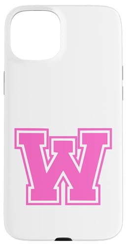 Rosa Buchstabe W Monogramm Anfangsbuchstabe für Vorname Hülle für iPhone 15 Plus von Rosa Alphabet Buchstabe für Frauen und Mädchen