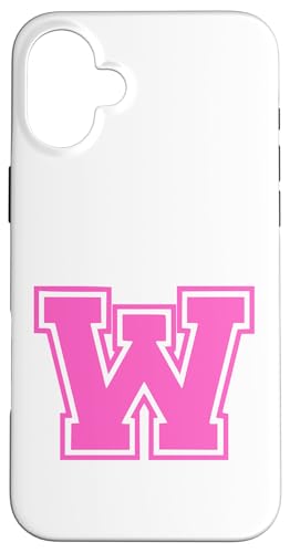 Rosa Buchstabe W Monogramm Anfangsbuchstabe für Vorname Hülle für iPhone 16 Plus von Rosa Alphabet Buchstabe für Frauen und Mädchen