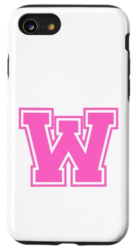 Rosa Buchstabe W Monogramm Anfangsbuchstabe für Vorname Hülle für iPhone SE (2020) / 7 / 8 von Rosa Alphabet Buchstabe für Frauen und Mädchen