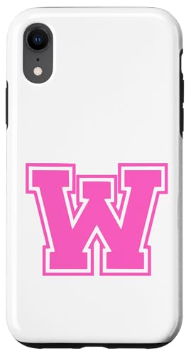 Rosa Buchstabe W Monogramm Anfangsbuchstabe für Vorname Hülle für iPhone XR von Rosa Alphabet Buchstabe für Frauen und Mädchen