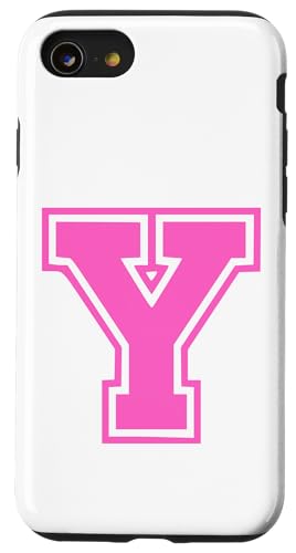 Rosa Buchstabe Y Monogramm Initial für Vorname Nachname Y Hülle für iPhone SE (2020) / 7 / 8 von Rosa Alphabet Buchstabe für Frauen und Mädchen