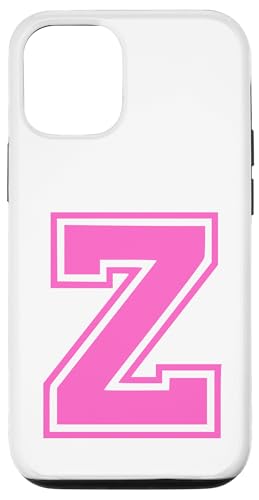 Rosa Buchstabe Z Monogramm Initial für Vorname Nachname Z Hülle für iPhone 12/12 Pro von Rosa Alphabet Buchstabe für Frauen und Mädchen