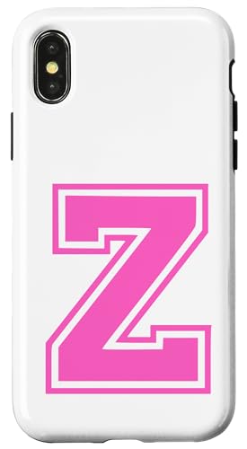 Rosa Buchstabe Z Monogramm Initial für Vorname Nachname Z Hülle für iPhone X/XS von Rosa Alphabet Buchstabe für Frauen und Mädchen